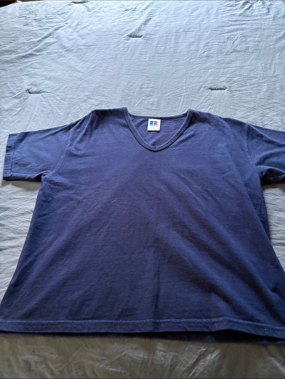 Russell Athletic Navy Short Sleeve V-Neck womens Tee